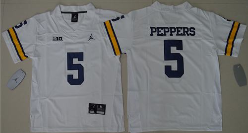 Wolverines #5 Jabrill Peppers White Jordan Brand Stitched Youth NCAA Jersey - Click Image to Close